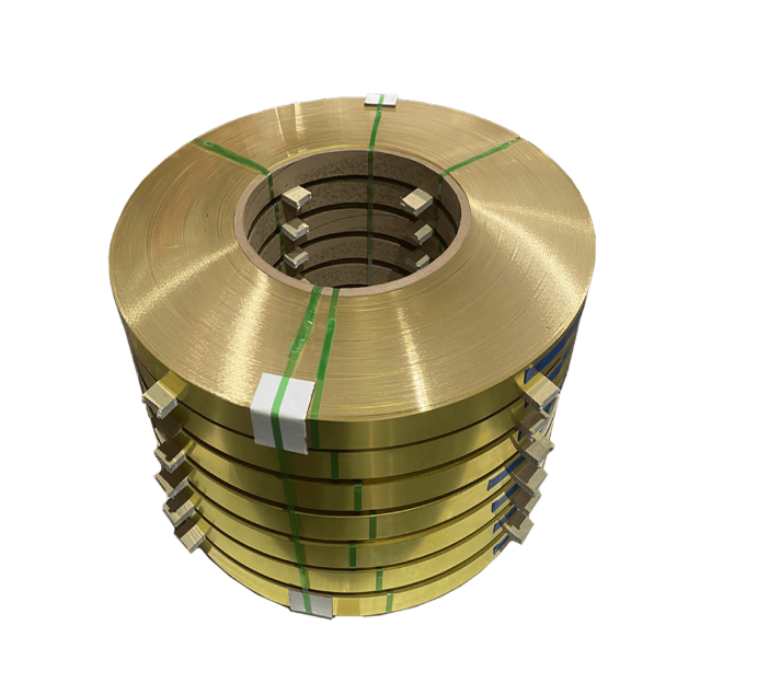 Large 260 brass coil tightly banded for stamping and precision manufacturing applications